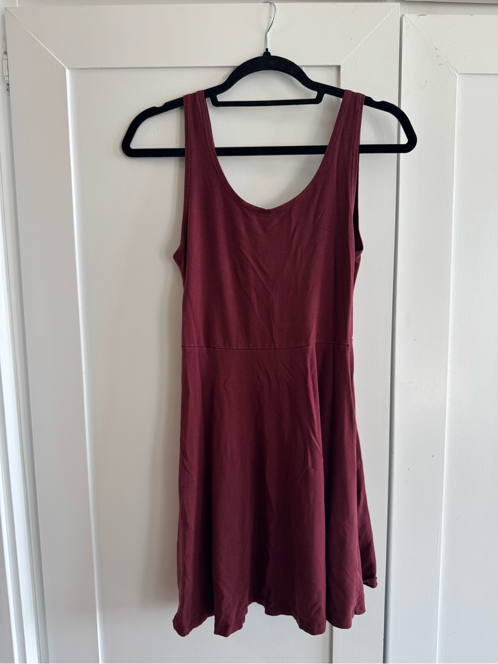 Topshop Sleeveless Fit-and-Flare Dress in Burgundy
